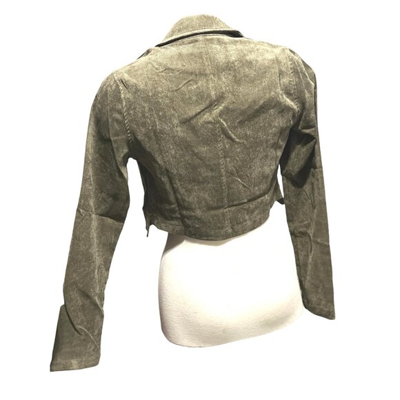 Uniq NWT Corduroy Open Front Collared Blazer Sz Small Womens Green Long Sleeve - Picture 3 of 11